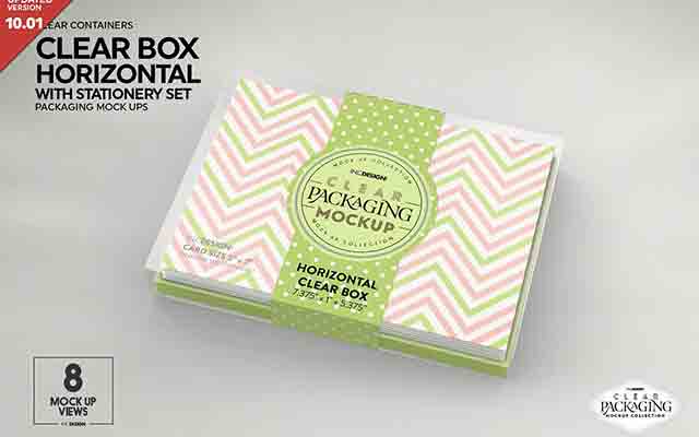 Clear Box with Stationery Set Mockup 3963876 Free Download