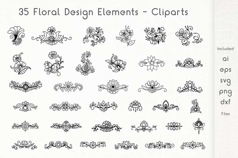 Floral Design Elements Cliparts 4325633