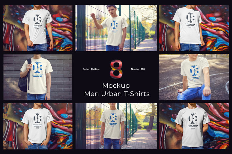 8 Urban Mockups T Shirts