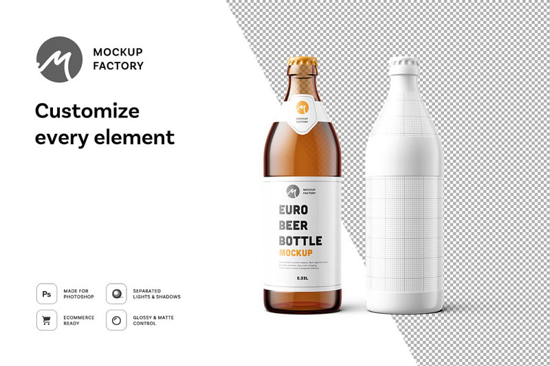 Euro Beer Bottle Mockup
