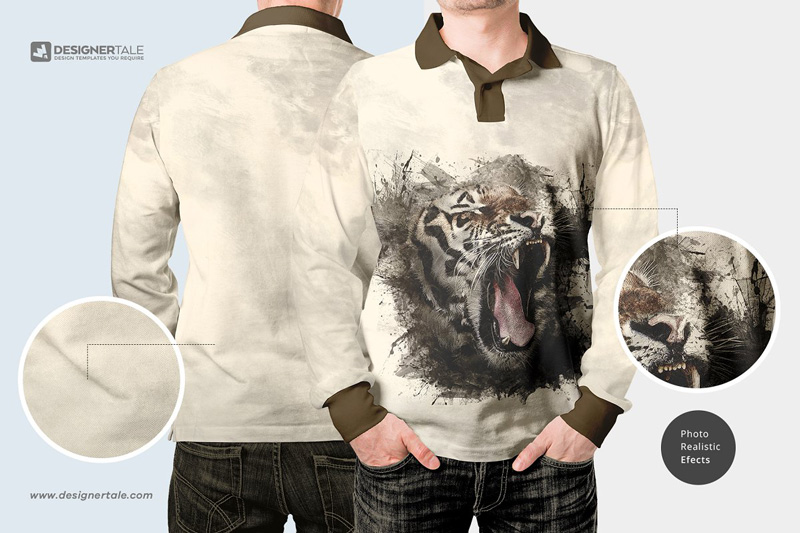 Long Sleeve Men Polo Shirt Mockup
