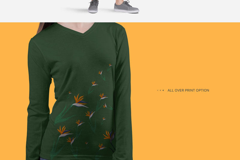 Women2527s V Neck Long Sleeve Shirt Mockup Set 5