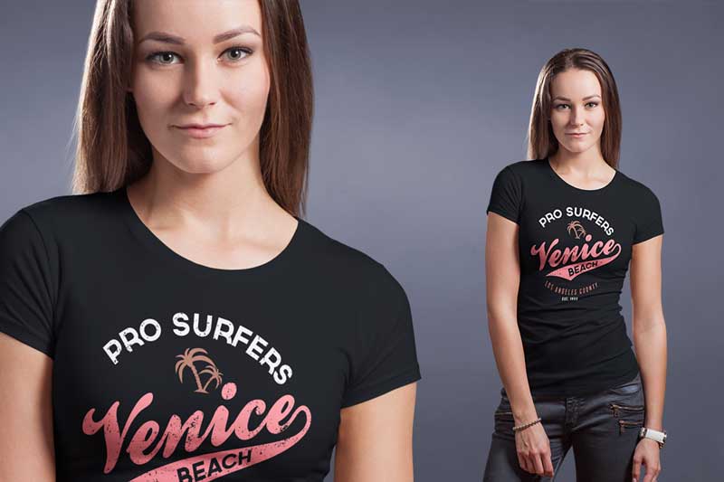 Crew Neck T shirt Mock up Female Version 3