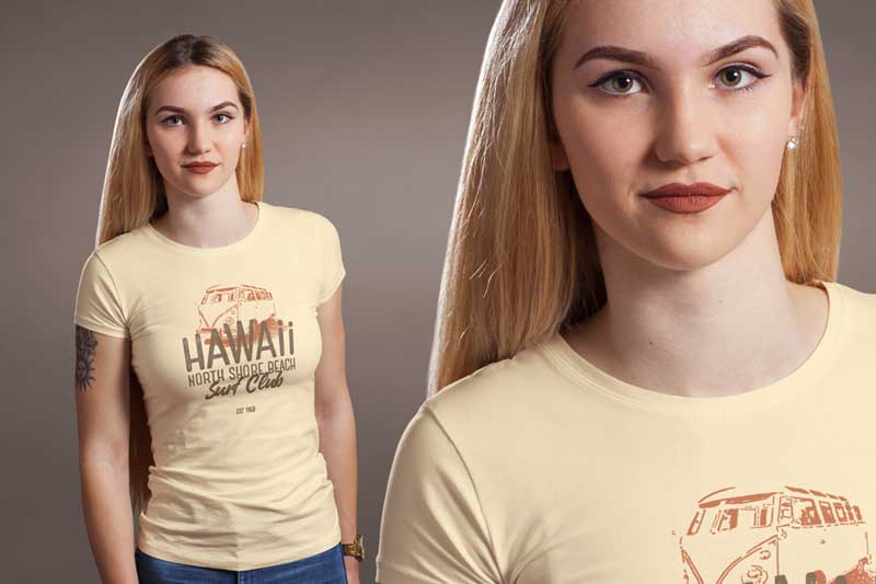 Crew Neck T shirt Mock up Female Version 5 1