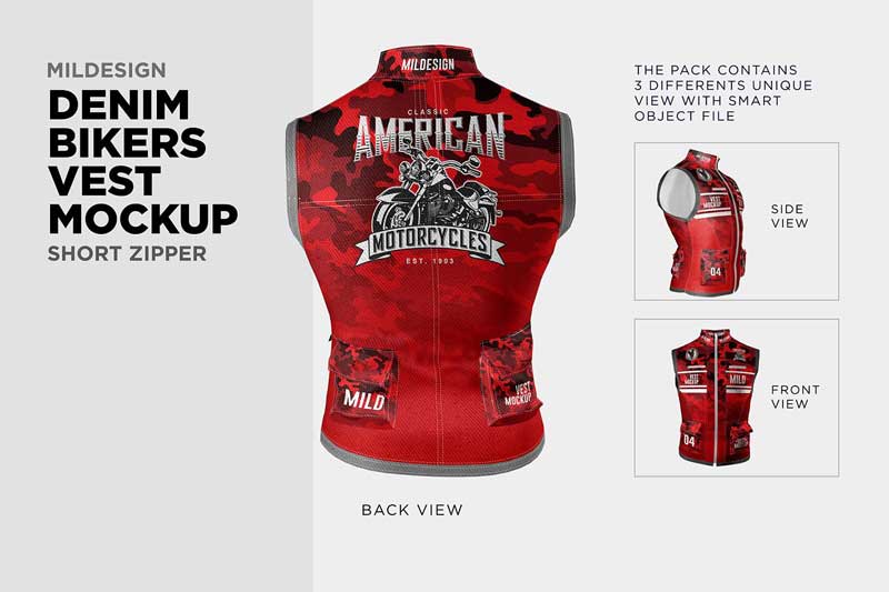Denim Bikers Vest Mockup 4