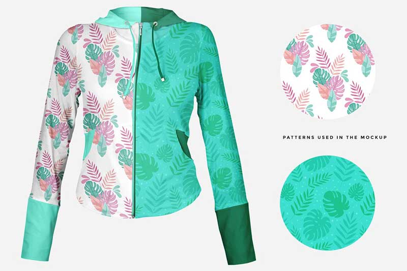 Female Zip Front Hoodie Mockup 3