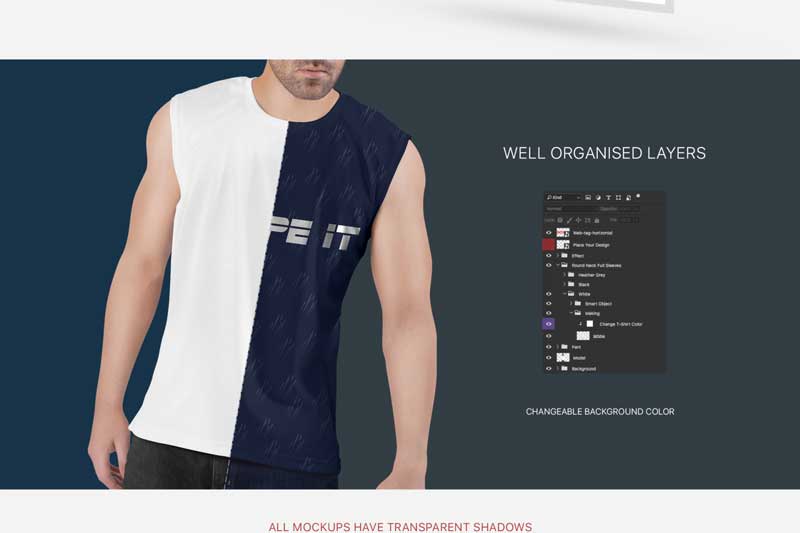 Men2527s Sleeveless Shirt Mockup Set 3
