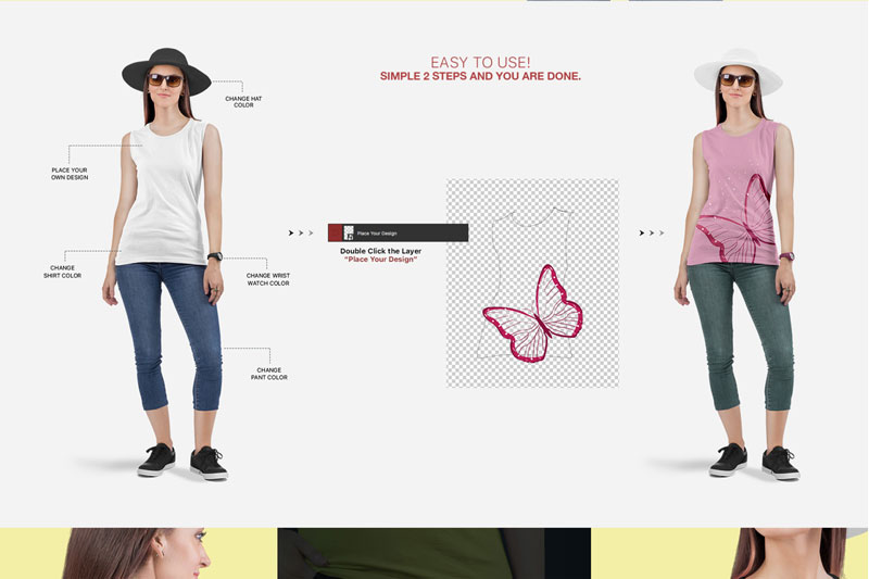 Women2527s Sleeveless Shirt Mockup Set 1