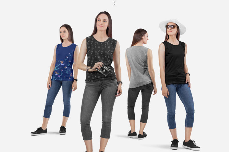 Women2527s Sleeveless Shirt Mockup Set 4