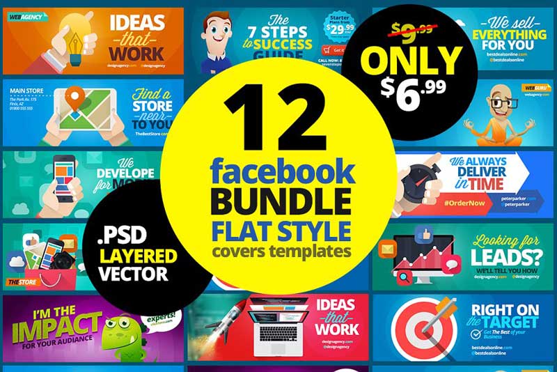 12 FB Covers Bundle Flat Style 1877571
