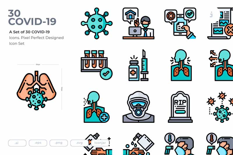 30 COVID 19 icons