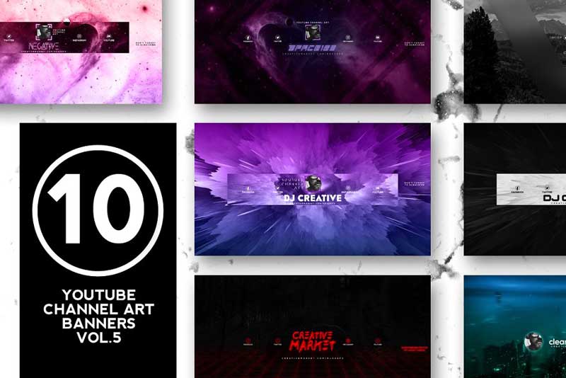 Creativemarket 10 Youtube Channel Art Banners vol.5 2044354