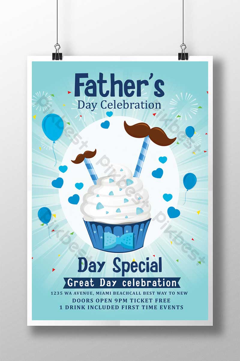 Father2527s Day Treat Poster Flyer Templates with Ice Cream Template PSD