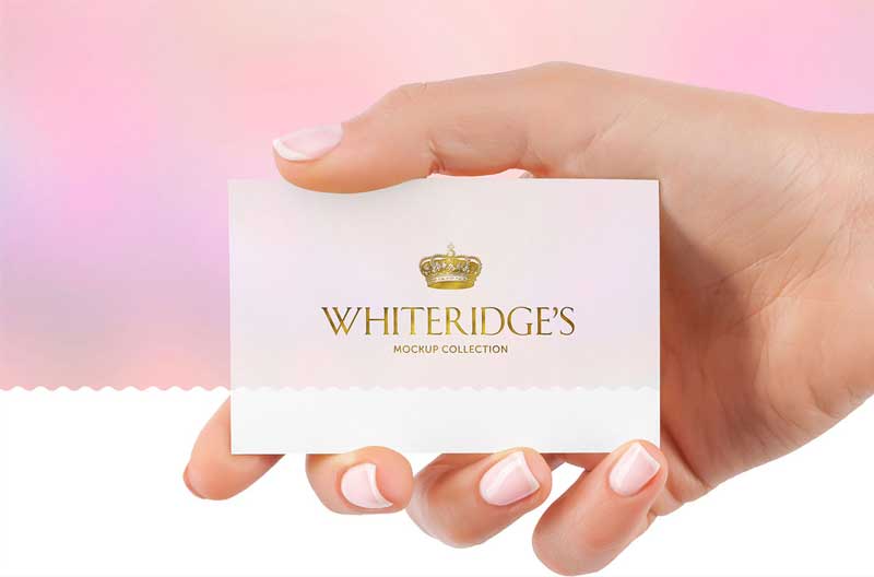 Hand with Gold Embossed Business Card Mockup 15 1