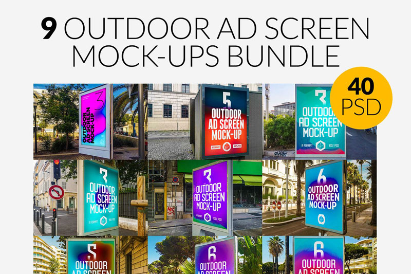 Outdoor Ad Screen MockUps Bundle 4655707