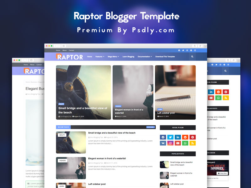 Raptor Blogger Template Premium Free