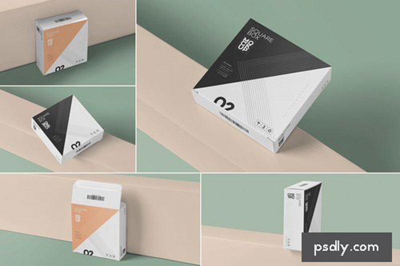 Square Shaped Slim Box Mockups