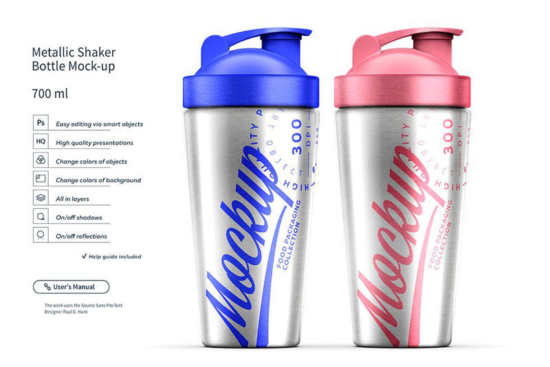 Two Metallic Shaker Bottle Mock up 4504308