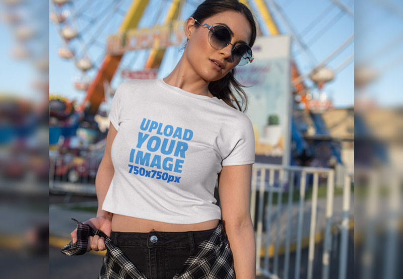 Young Girl wearing T Shirt Mockup