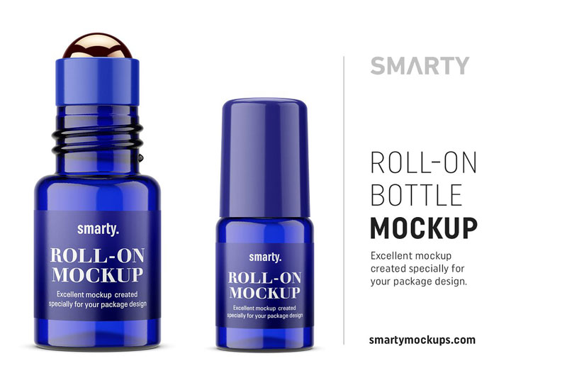Blue roll on bottle mockup 4706986