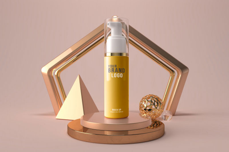 Cosmetic Face Foam bottle Mockup Template