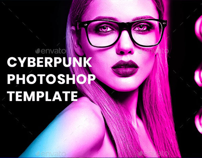 Cyberpunk Photoshop Action Template 25900482
