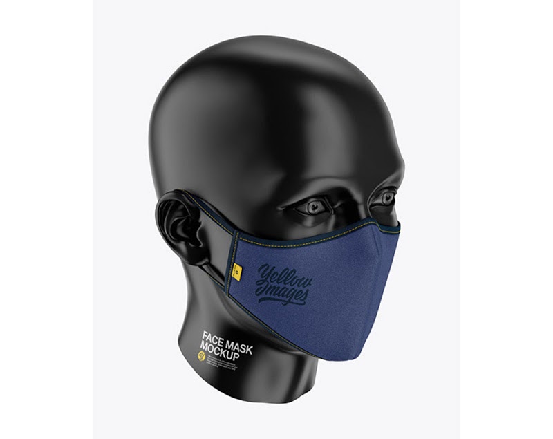 Face Mask Mockup - Front Half-Side 59037