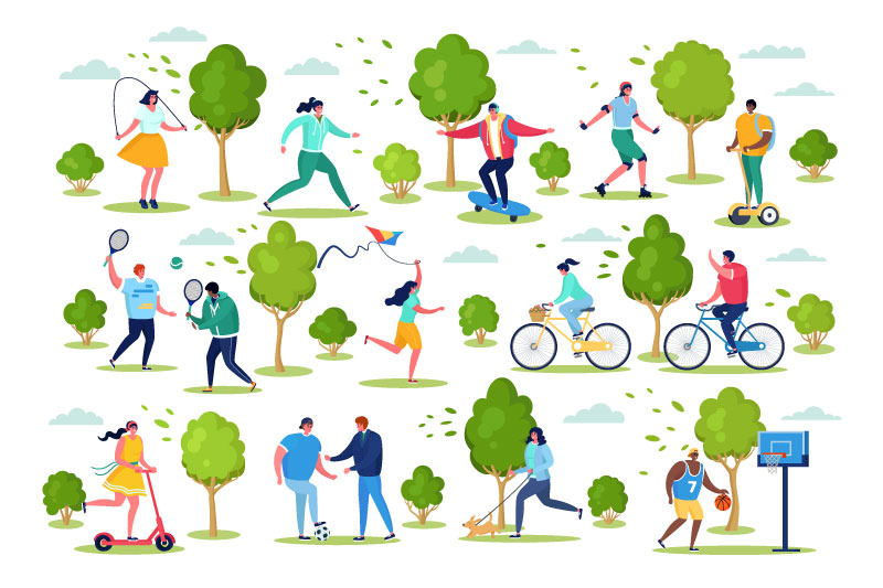 Flat Cartoon Illustration with People