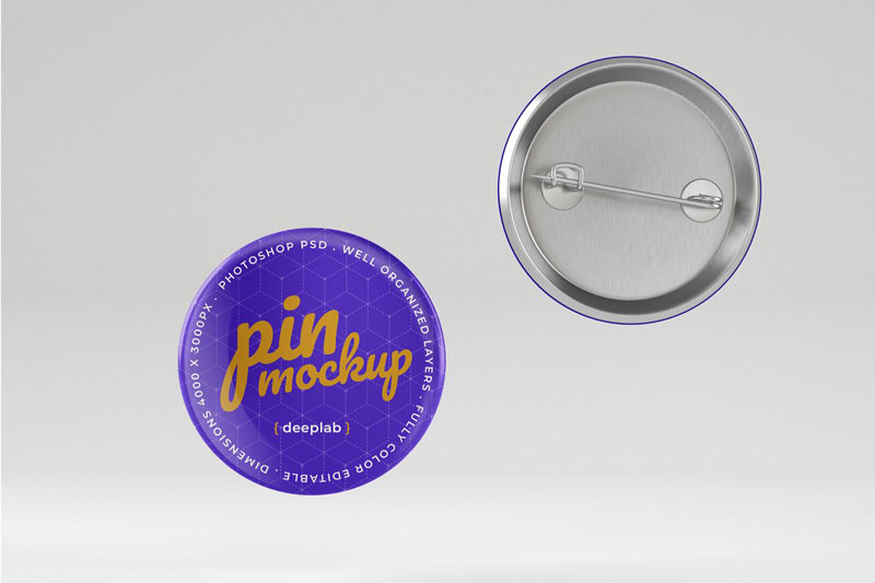 Glossy Button Pin Mockup Set 4489316