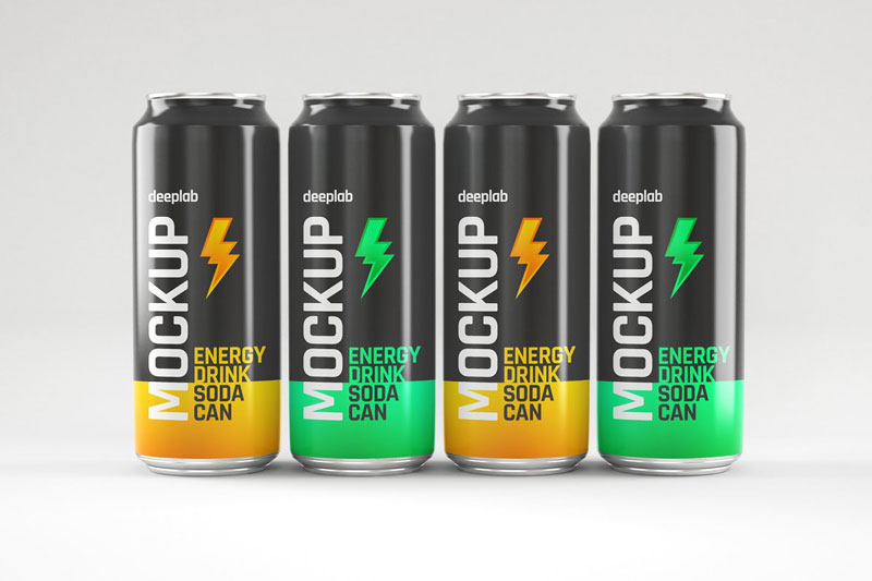 Glossy Soda Can Mockup Set 4489324