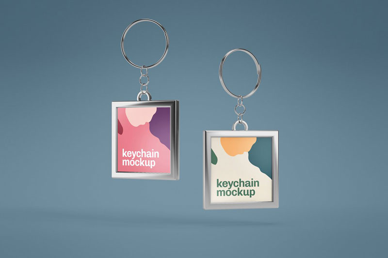 Silver & Card Keychain Mockup Set 4606587