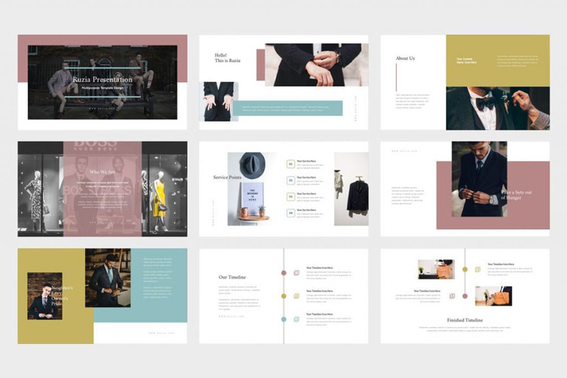 Ruzia luxury fashion powerpoint and Google SlidesTemplate
