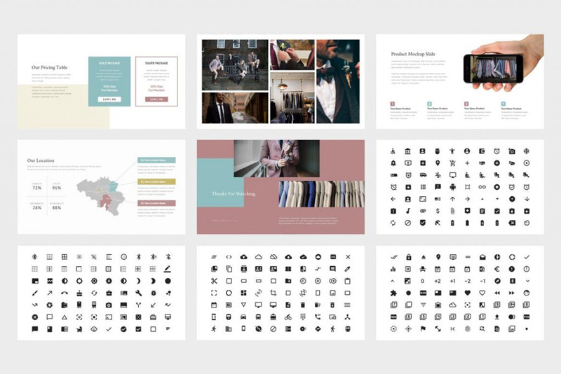 Ruzia luxury fashion powerpoint and Google SlidesTemplate