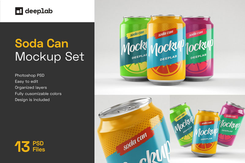 Soda Can Mockup Set 4536023