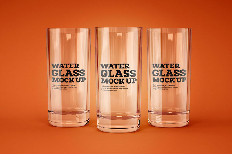Water and Cocktail Glass Mockup Set 4774238