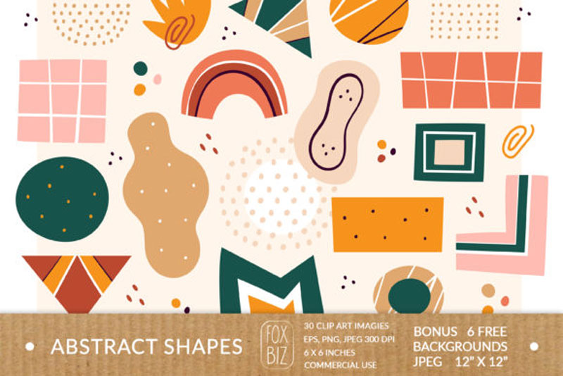Abstract Shapes Clipart. Digital Prints