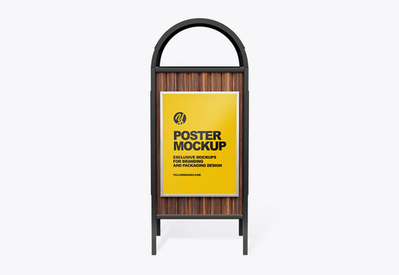 Rubbish Bin with Poster Mockup - Front View 54786