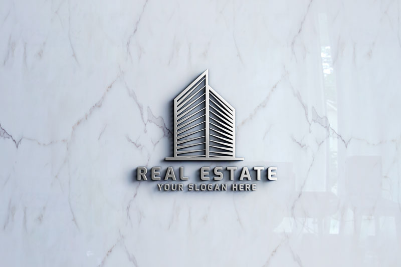 marble wall 3d logo mockup free download