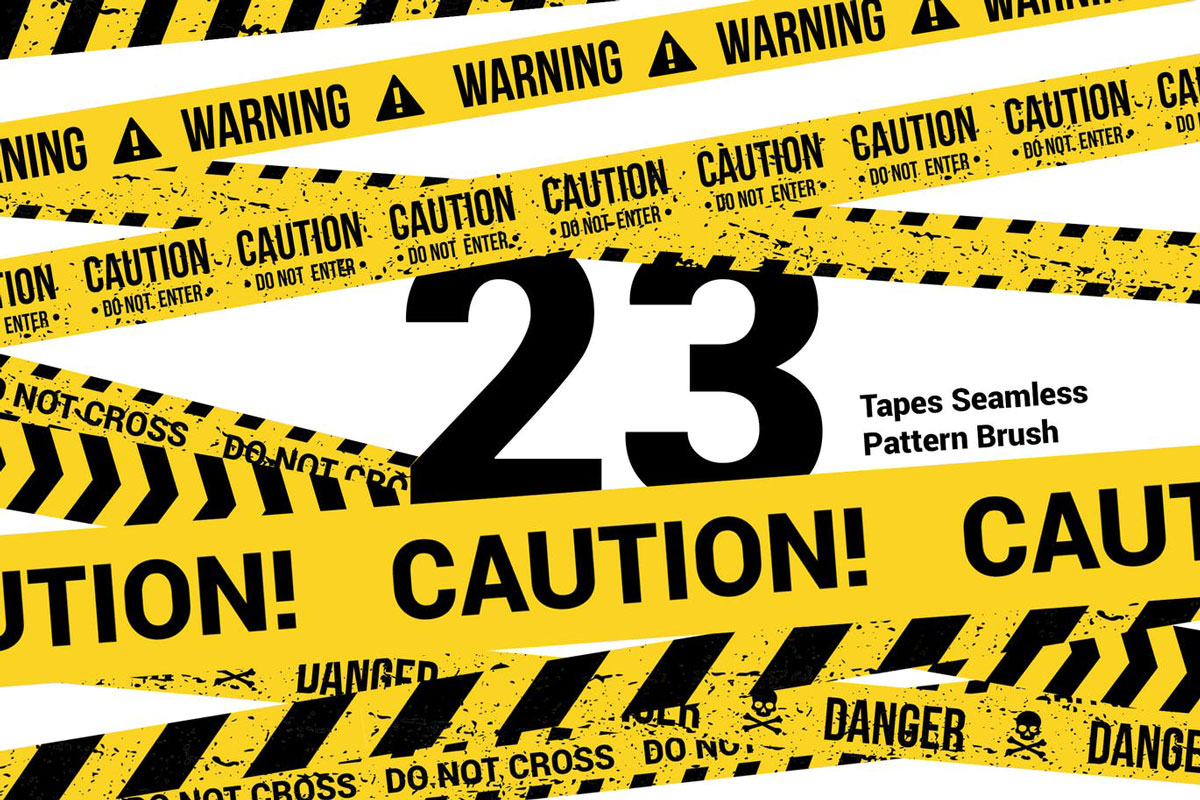 23 CAUTION TAPES Seamless Pattern Brush