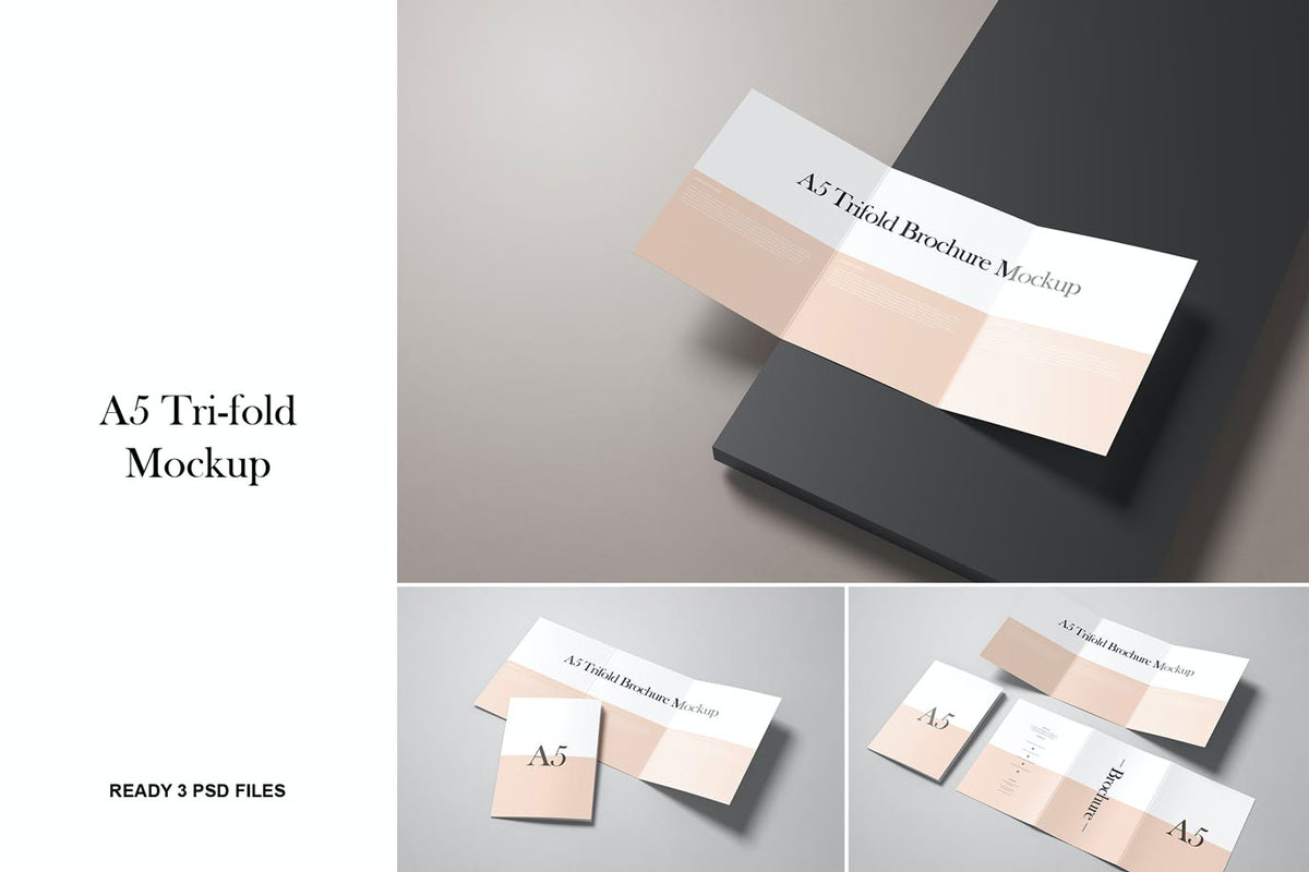A5/A4 Tri-fold Brochure Mockup