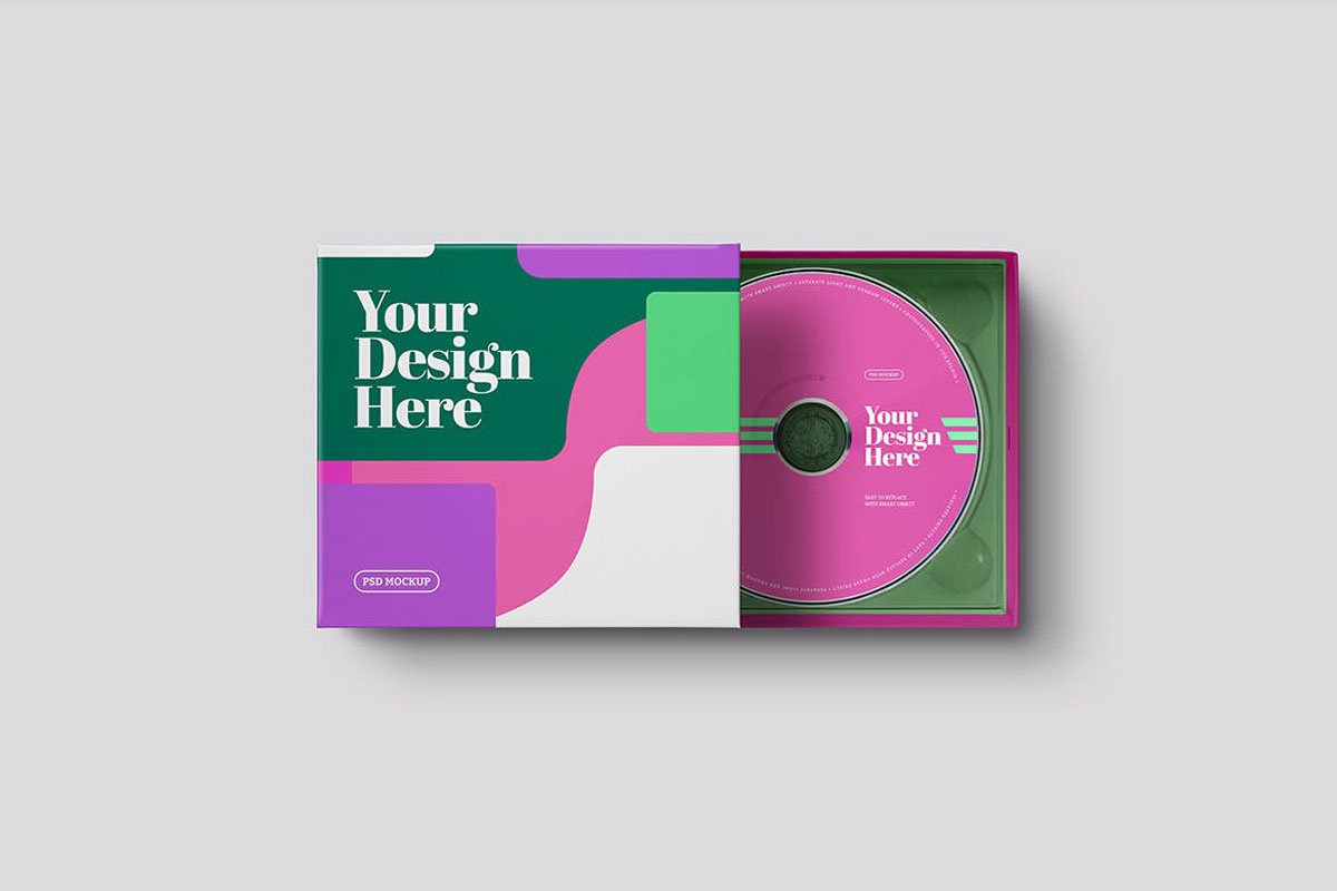 CD Cardboard Jewel Case Paper Box Mockup