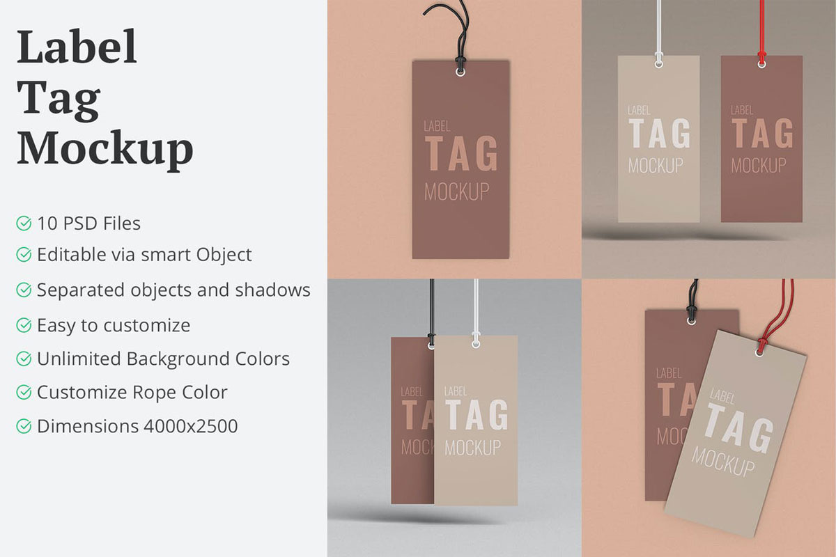 Clothes Label Tag Mockup 10 PSD Files