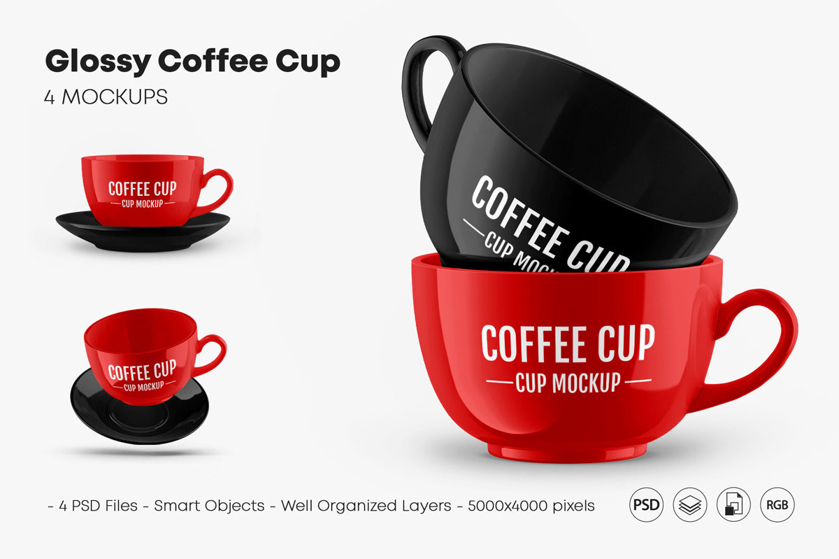 Glossy Coffee Cup Mockup Set 63236
