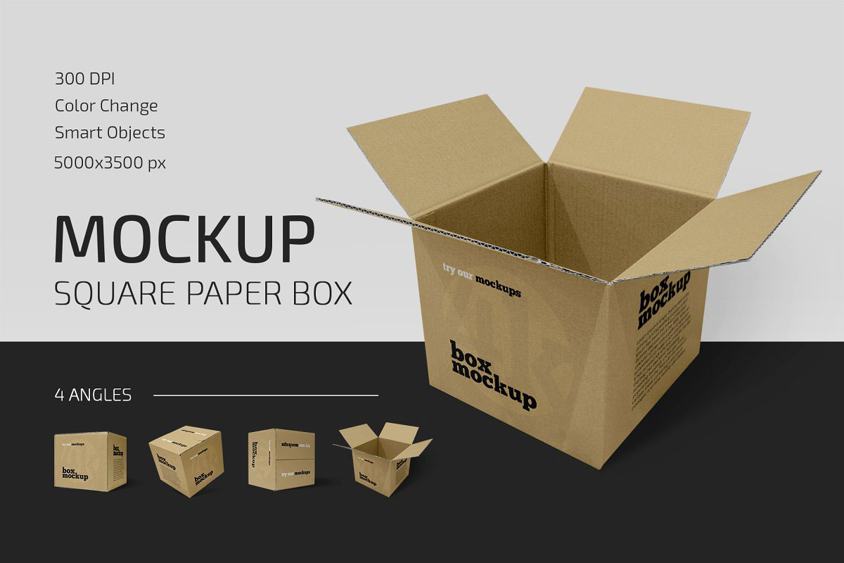 Square Paper Box Mockup Set 5156431