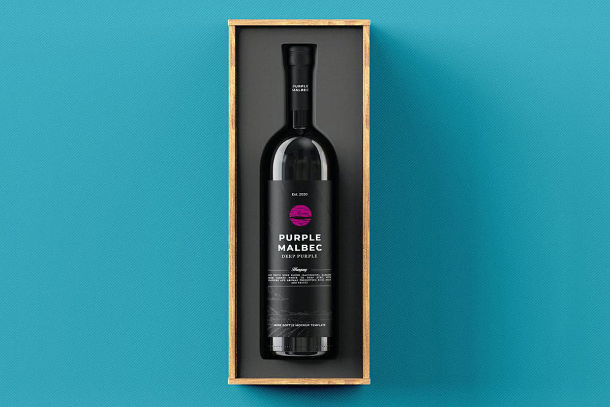 Wine Bottle Gift Box Mock-up Template WH6FFWN