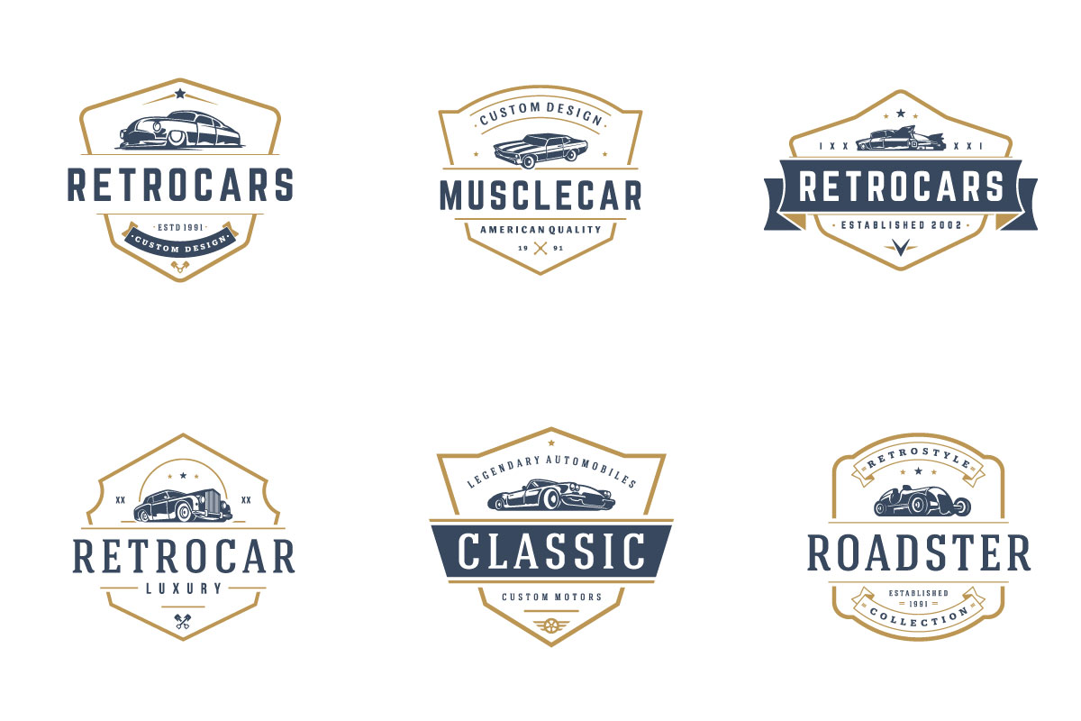 Classic Car Logo Template Element Vintage Style