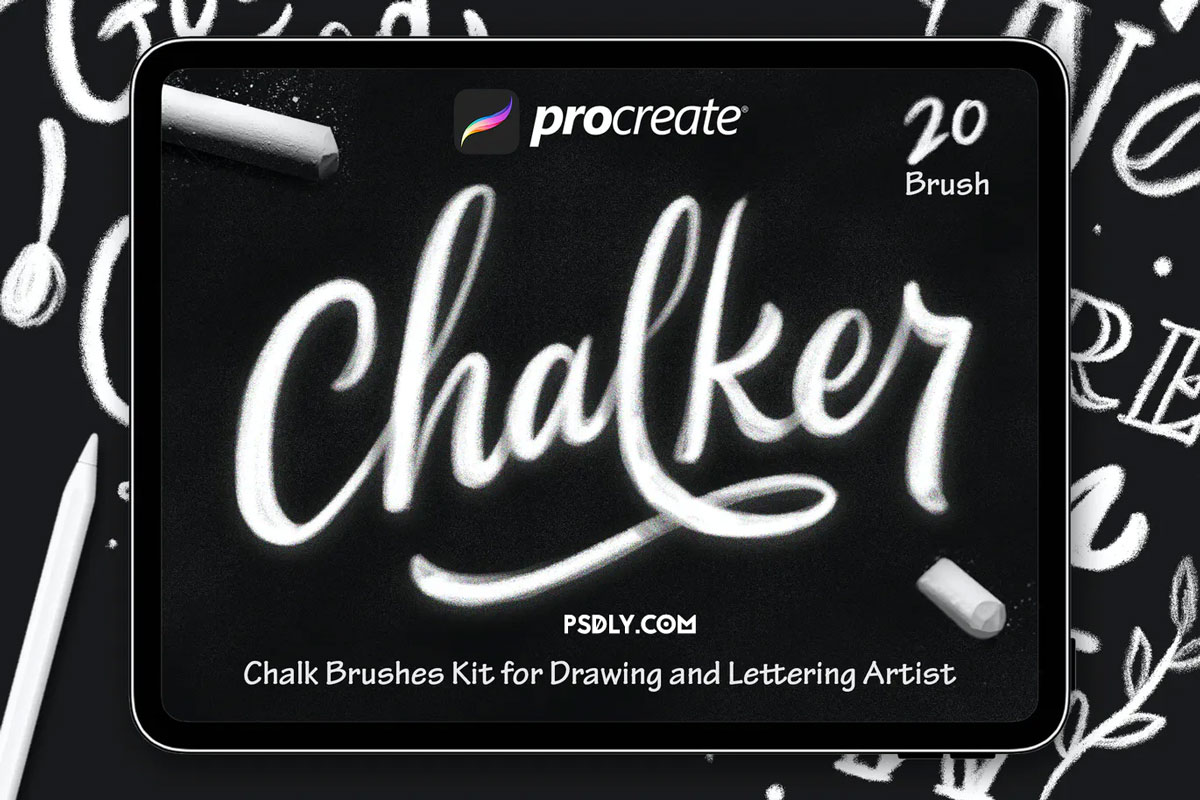 Envato elements Chalker - Procreat Brushes Free Download