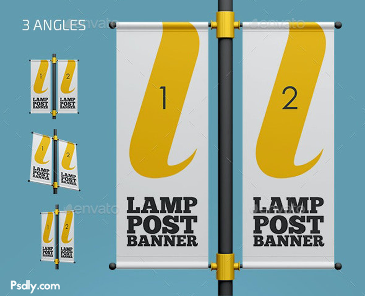 Lamp Post Banner Mockup Set 27825437