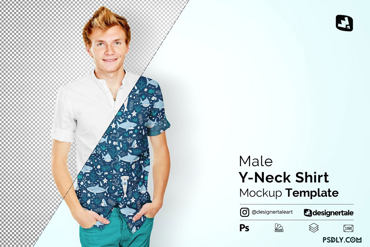 Male Y-neck Shirt Mockup 4699915