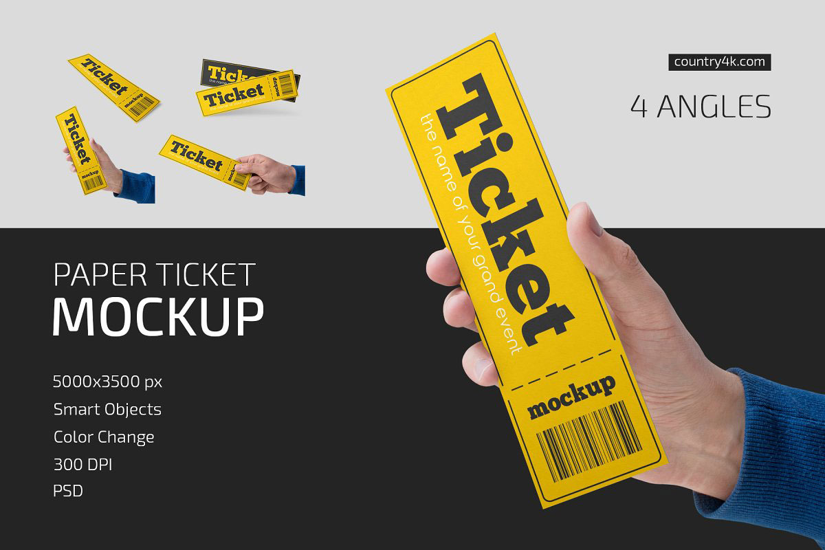 Paper Ticket Mockup Set 5232782